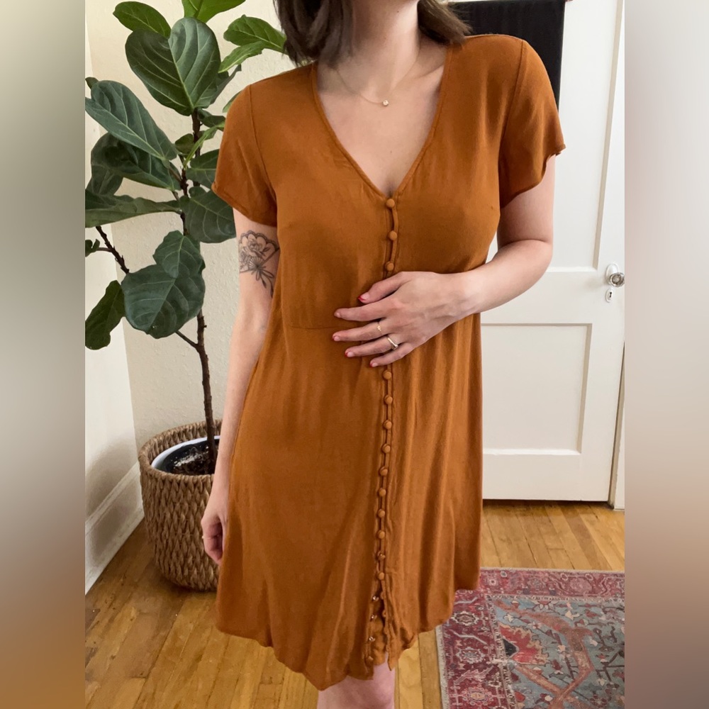 Madewell Mustard Yellow Button Detail Dress